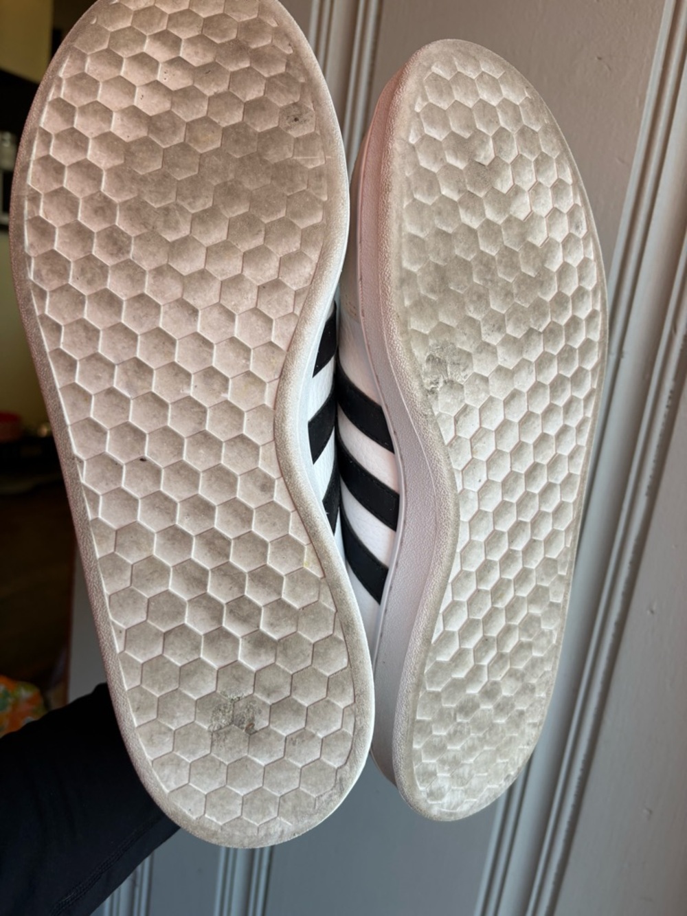 Men’s Size 12.5 Adidas Grand Court White Sneakers with Black Stripes - Picture 8 of 9